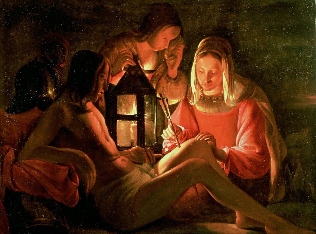 Svatý Šebestián pečoval Svatá žena od Georges de La Tour