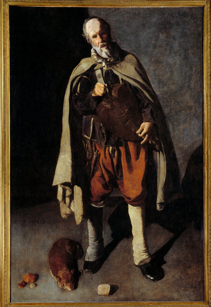 Starý pes. Obraz od Jiřího z věže (1593-1652) od Georges de La Tour