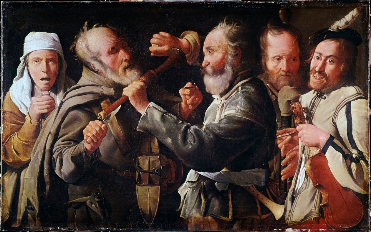 Rvačka mezi hudebníky (olej na plátně od Georges de La Tour