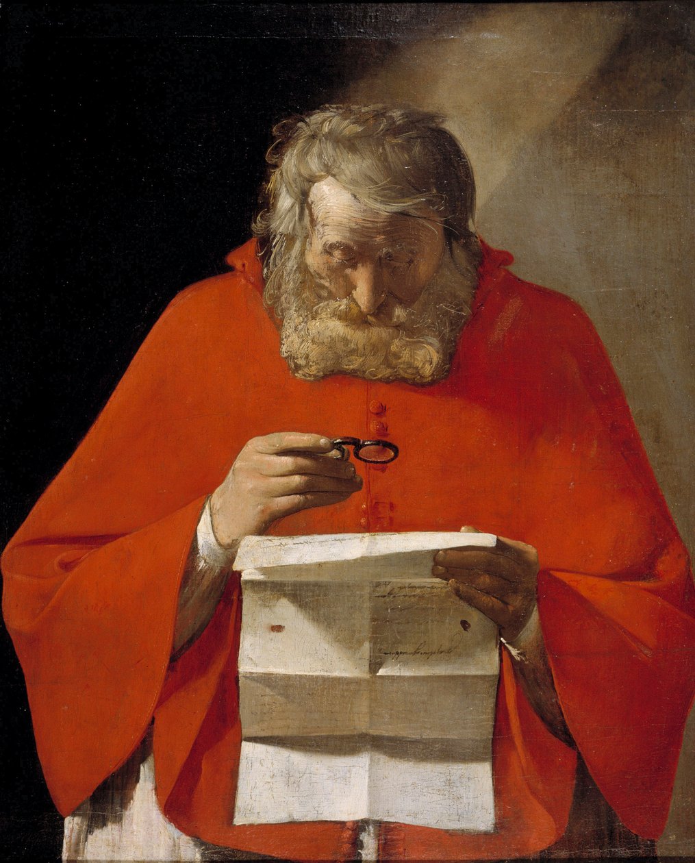 Svatý Jeroným čte dopis - Olej na plátně od Georgese de La Tour (1593-1652), c1628-1629 - Museo del Prado, Madrid od Georges de La Tour