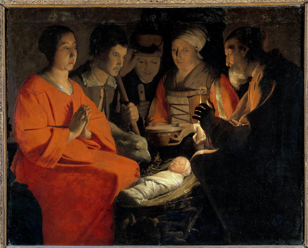 Obraz Klanění pastýřů od Georgese de La Tour (1593-1652) 17. století Sun. 1,07x1,31 m od Georges de La Tour