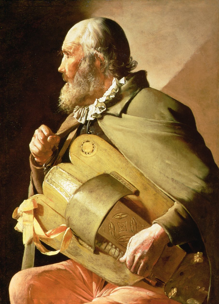 The Blind Hurdy Gurdy Player (olej na plátně) od Georges de La Tour