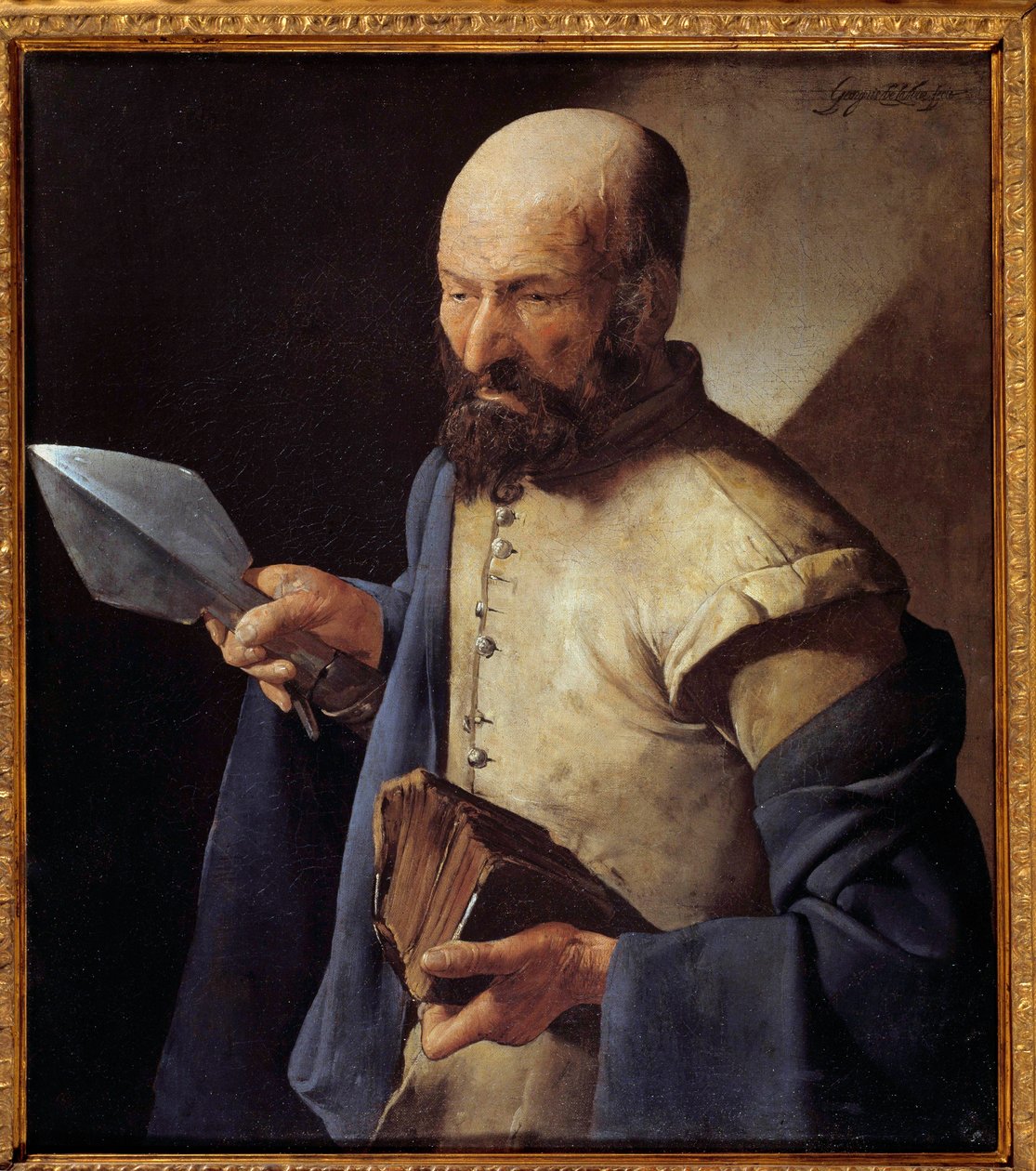 Obraz apoštola svatého Tomáše od Georgese de la Tour (1593-1652) 17. století Sun. 0,51 x 0,71 m od Georges de La Tour