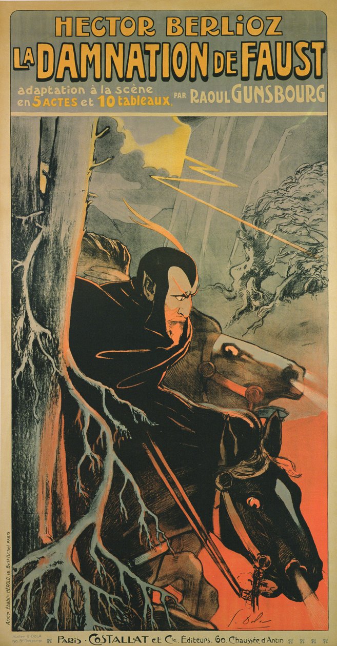 Plakát propagující produkci v Paříži „La Damnation de Faust“ od Hectora Berlioze, kolem roku 1910 (barevná litografie) od Georges pseudonym of Edmond Vernier Dola