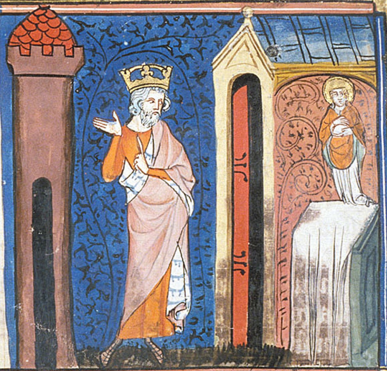 Karel Veliký uctívá svatého Denise, z Chroniques de France ou de St Denis, 14. století (22702899392) od Georgia Levan Ramishvili from Tbilisi