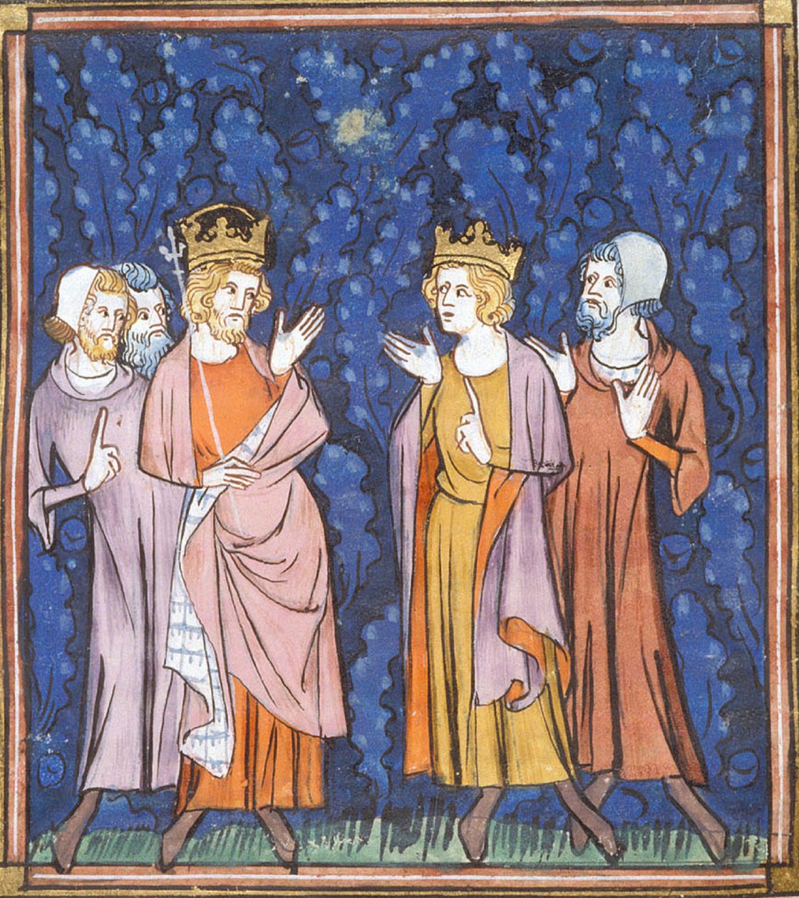 Karel Veliký při poradě, z Chroniques de France ou de St Denis, 14. století (22528527080) od Georgia Levan Ramishvili from Tbilisi