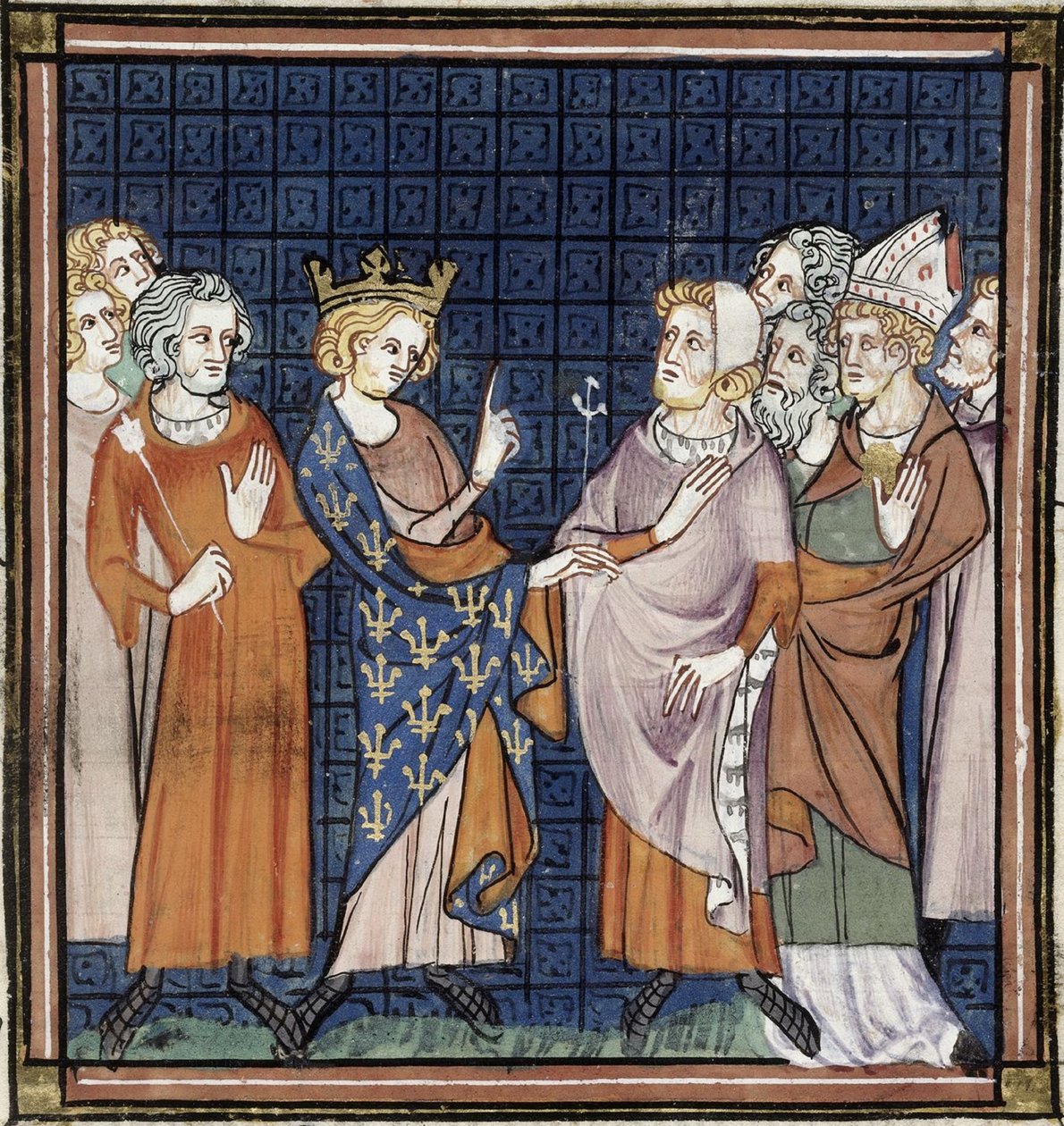 Remešský koncil, Grandes chroniques de France, Royal 16 G VI f.258, cca 1332-1350 (22093699984). od Georgia Levan Ramishvili from Tbilisi
