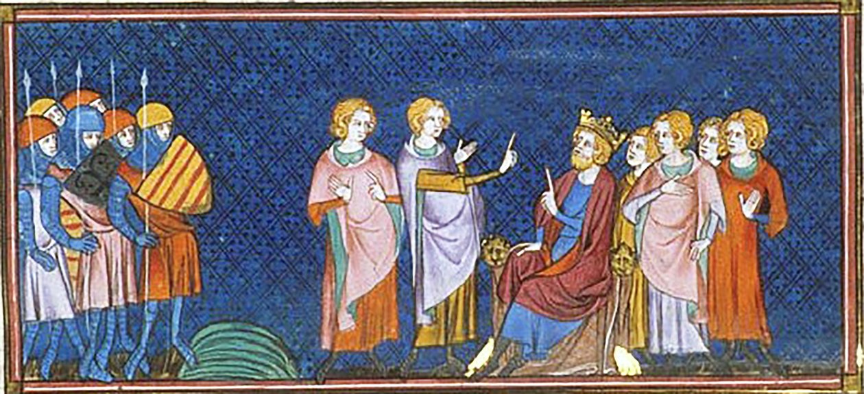 Jindřich I. Anglický přijímá francouzské vyslance u Gisors, Kroniky Saint-Denis, 1332-50 (38750784602) od Georgia Levan Ramishvili from Tbilisi