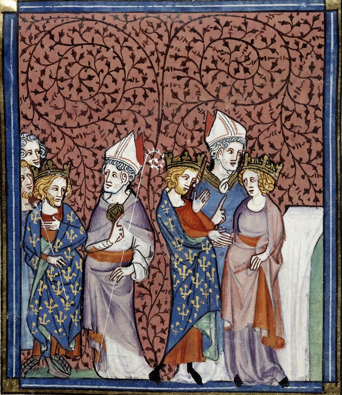 Jindřich I. posílá biskupa a jeho sňatek s Annou, Grandes chroniques de France, Royal 16 G.VI, f.269v, cca 1332-1350 (22727649151). od Georgia Levan Ramishvili from Tbilisi
