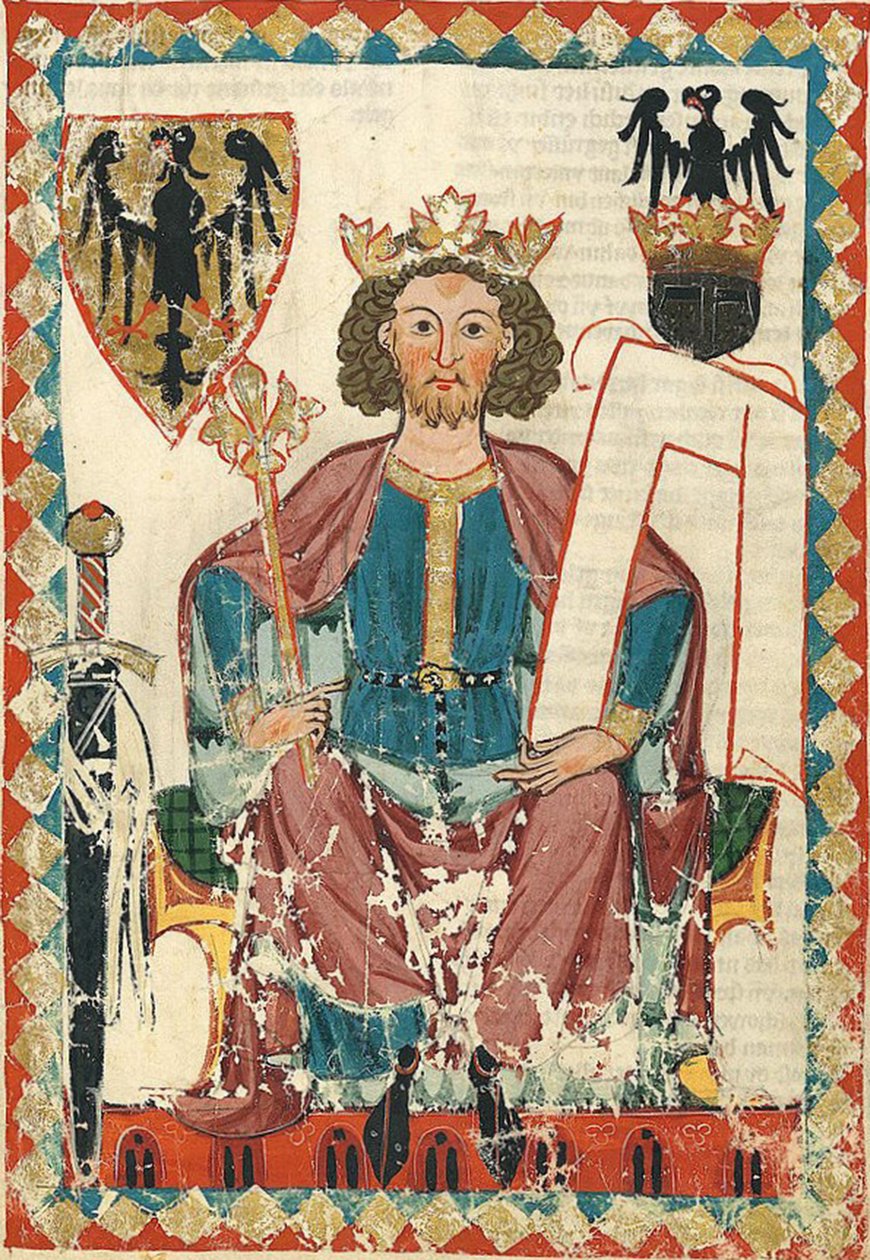 Jindřich VI., císař Svaté říše římské, Codex Manesse, ~1305-15 (34178450532) od Georgia Levan Ramishvili from Tbilisi