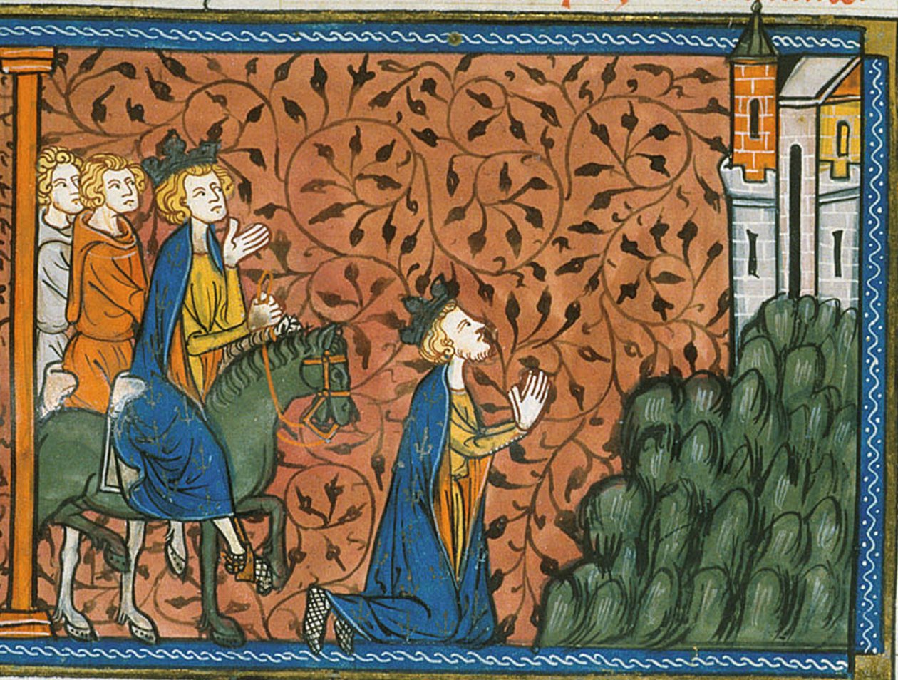 Ludvík IX. na pouti do Nazareta, z Chroniques de France ou de St Denis, 14. století (22528526100) od Georgia Levan Ramishvili from Tbilisi
