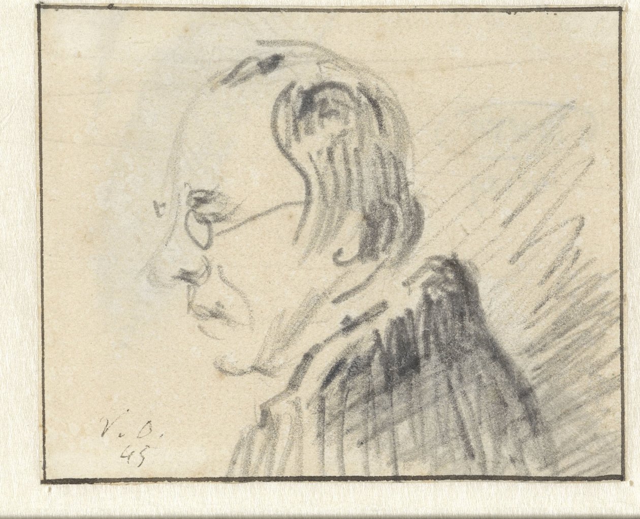 Profil muže s brýlemi, obrácený doleva od Georgius Jacobus Johannes van Os