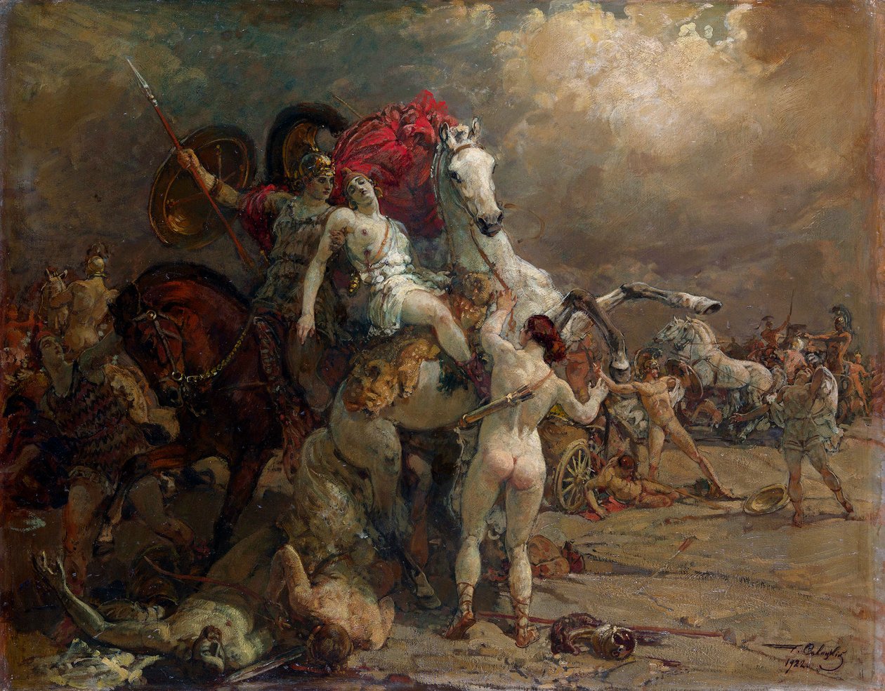 Zraněná bojovnice Camille od Georgiy Konstantinovich Savitsky