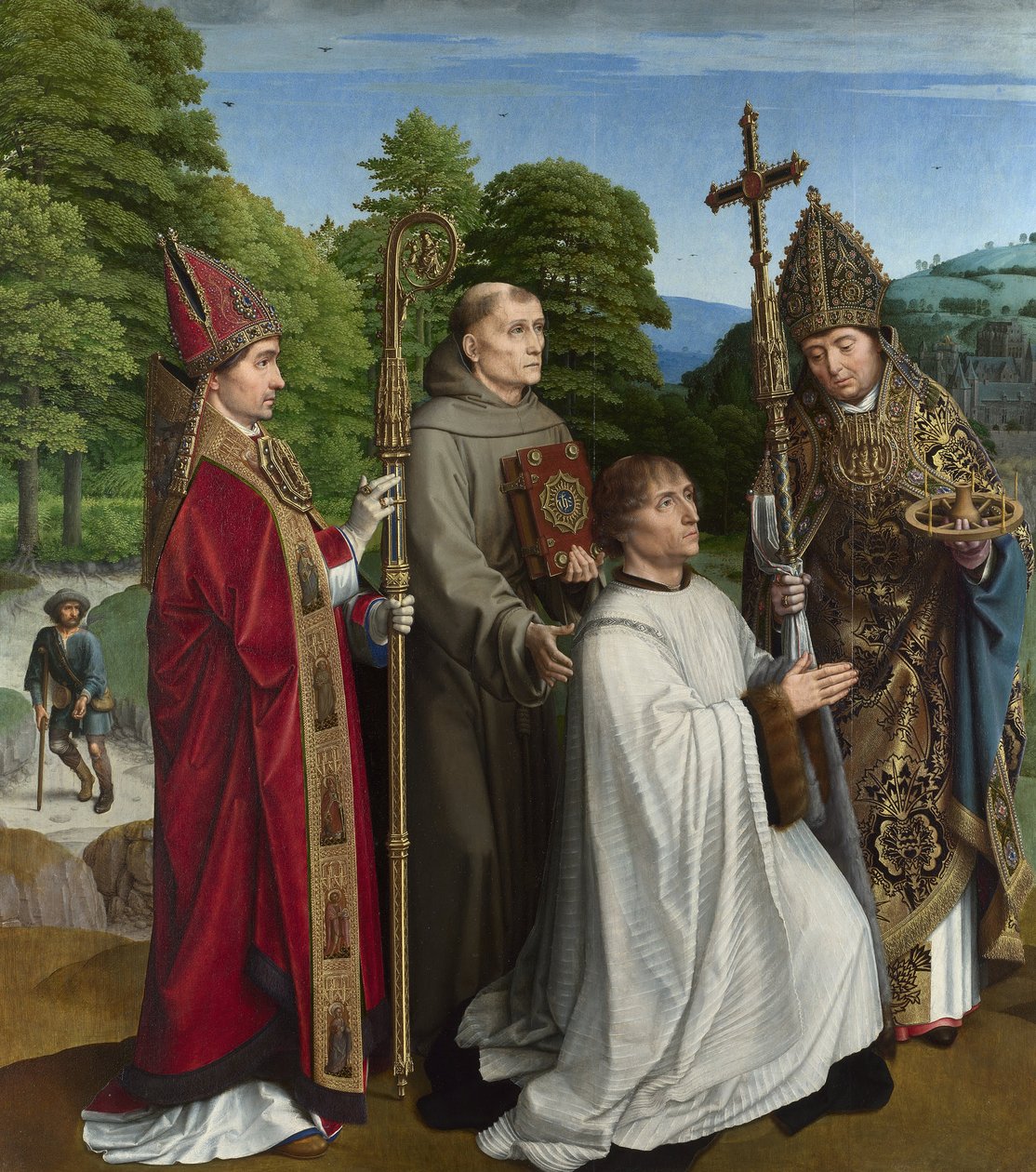 Kánon Bernardijn Salviati a tři svatí od Gerard David