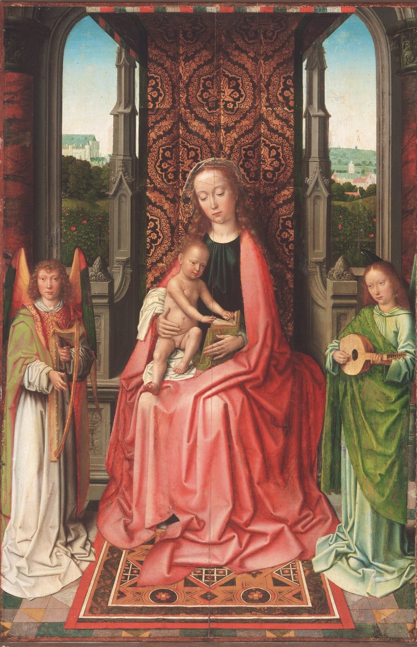 Na trůn panna a dítě s anděly od Gerard David