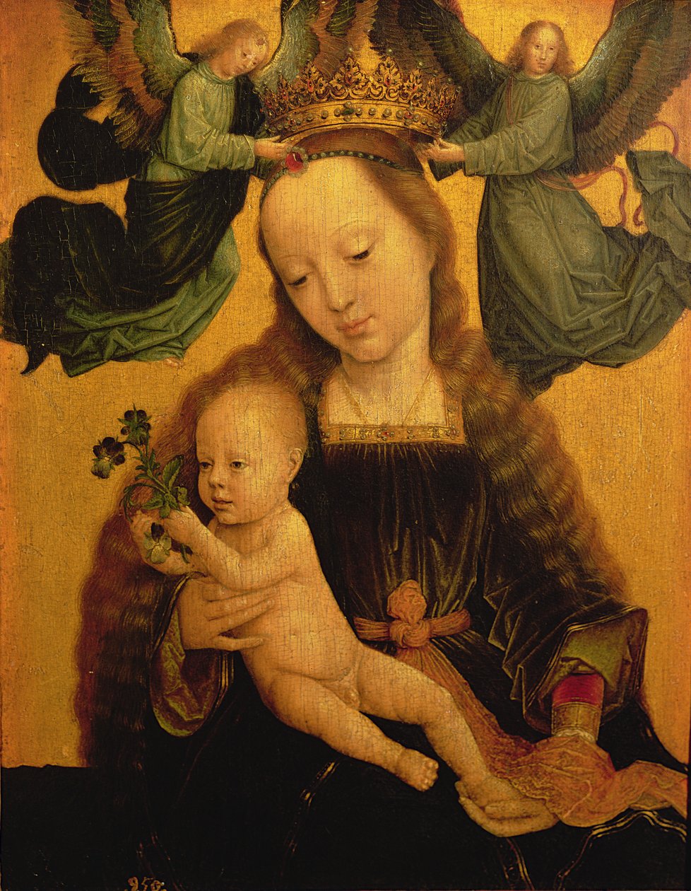 Madonna a dítě korunované dvěma anděly, kolem roku 1520 od Gerard David