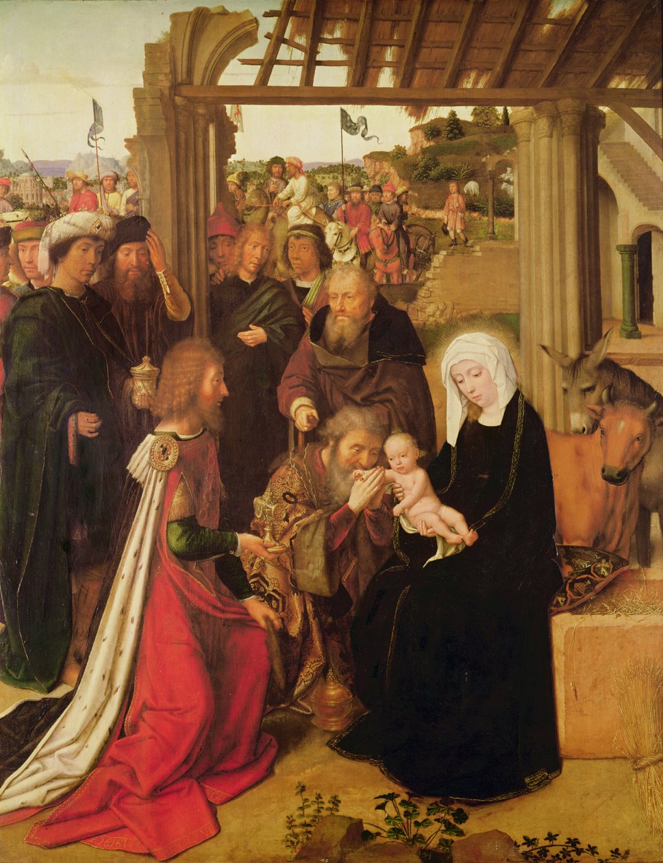 Klanění tří králů (olej na dubovém panelu) od Gerard David