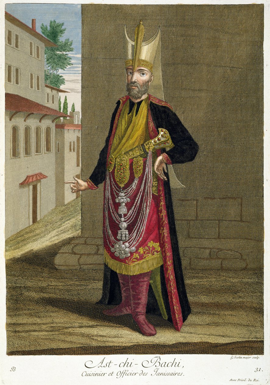 Ast-chi-Bachi, kuchař a důstojník janičářů, 18. století od Gerard Jean Baptiste Scotin
