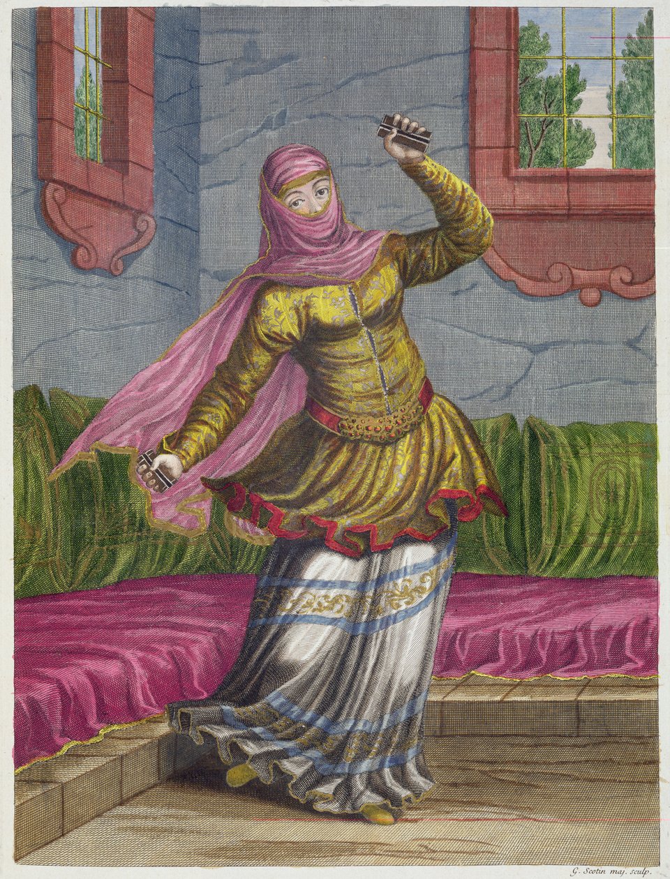 Tchinguis, neboli turecká tanečnice, 18. století od Gerard Jean Baptiste Scotin