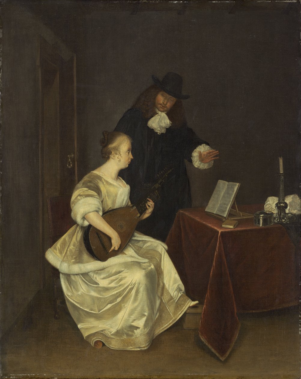Hudební lekce, kolem roku 1670 od Gerard ter Borch