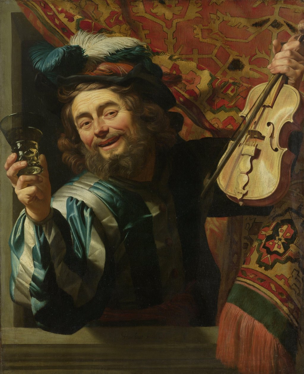 Veselý houslista od Gerrit van Honthorst