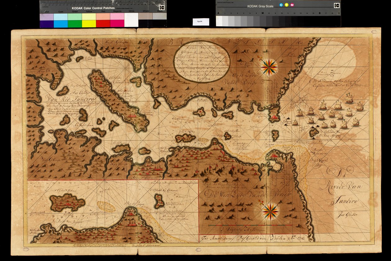 Mapa zálivu Rio de Janeiro, 1709-13 od Gerard van Keulen
