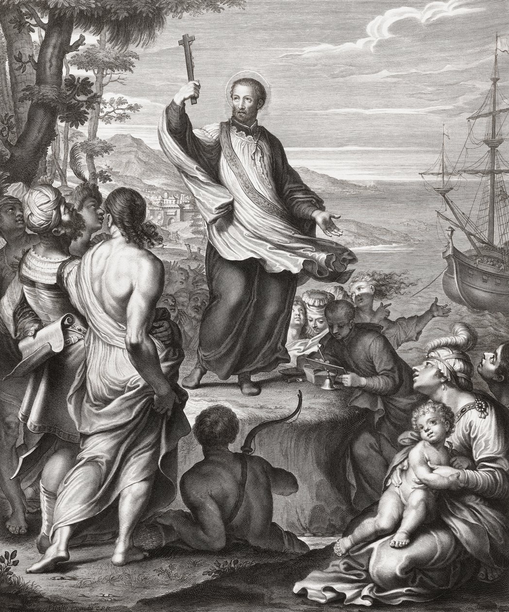 Kázání svatého Františka Xaverského. (tisk) od Gerard (after) Edelinck