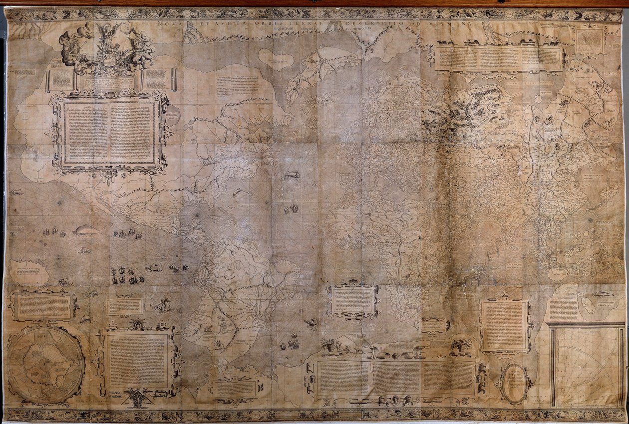 Zeměpisná mapa světa. Mapa holandské školy z projekce Gerarda Mercatora (1512-1594) od Gerard (after) Mercator