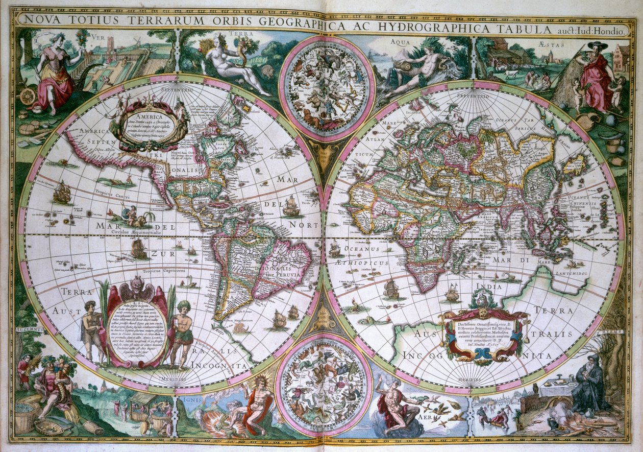 Mapa světa. Nový svět všech zemí od Gerard (after) Mercator
