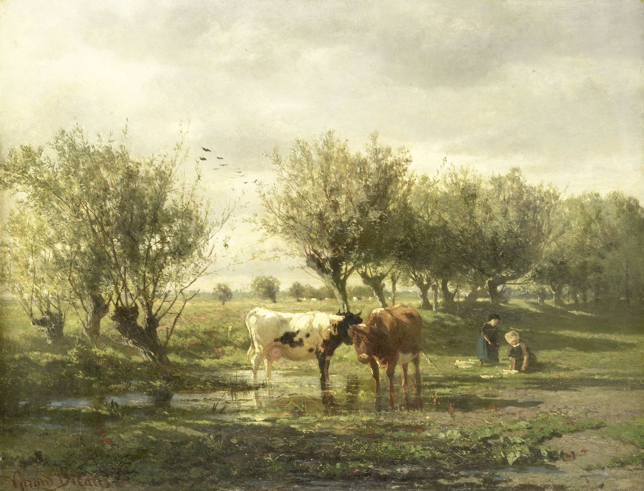 Krávy u rybníka od Gerard Bilders (signed by artist)