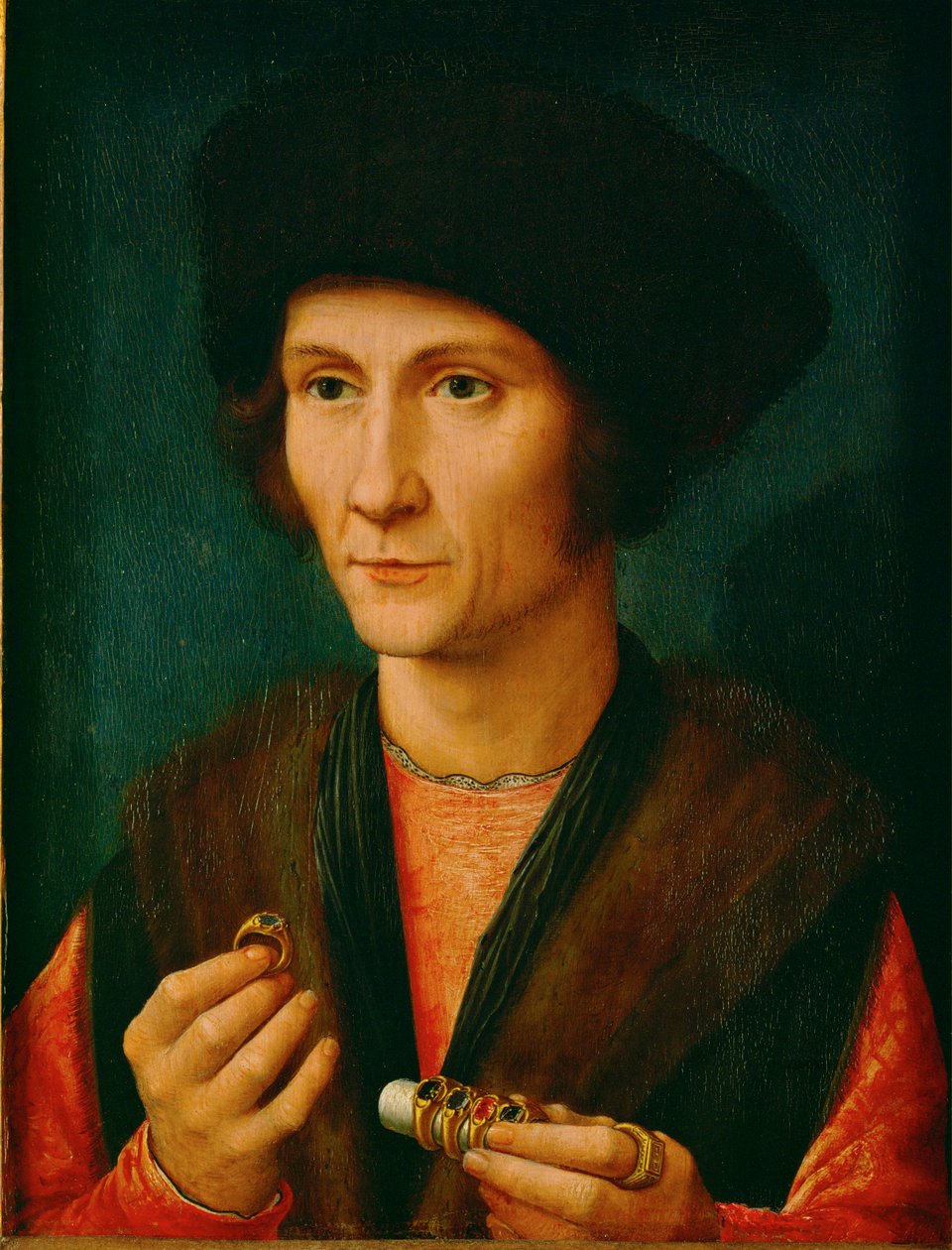 Zlatník, snad Jacques Cnoop, tchán Gerarda Davida ... (olej na dubovém dřevě) od Gerard David