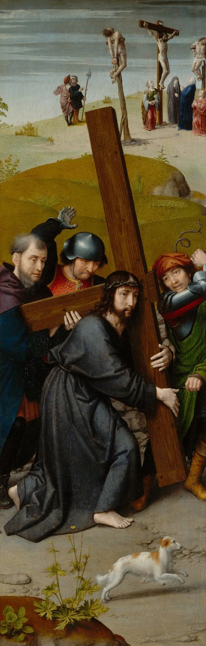 Kristus nesoucí kříž, s ukřižováním, kolem 1510 (olej na dubovém panelu) od Gerard David