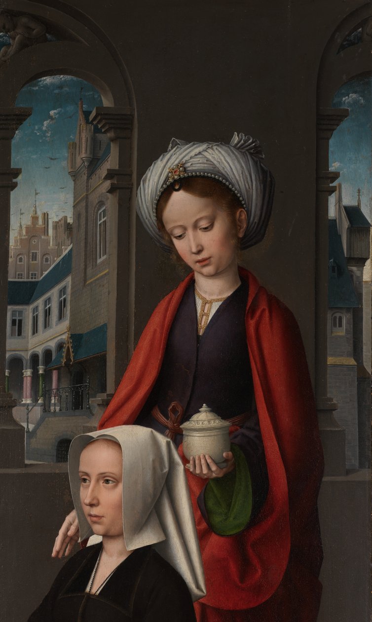 Detail vnějšího panelu Křest Krista, cca 1502-08 (olej na panelu) od Gerard David
