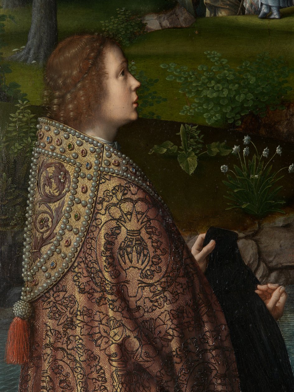 Detail centrálního panelu Křest Krista, kolem 1502-08 (olej na panelu) od Gerard David