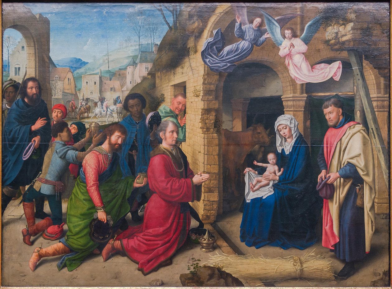 Německy: Die Anbetung der Könige (kopie podle Hugo van der Goese) Klanění mudrců od Gerard David