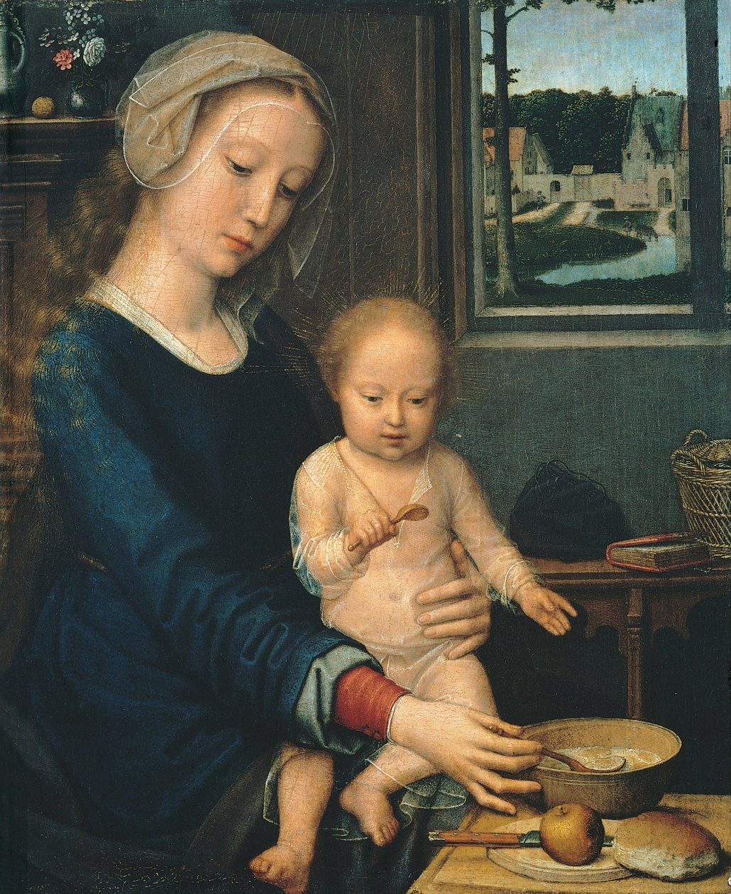 Madona a dítě s mléčnou polévkou, 1510-1515 od Gerard David