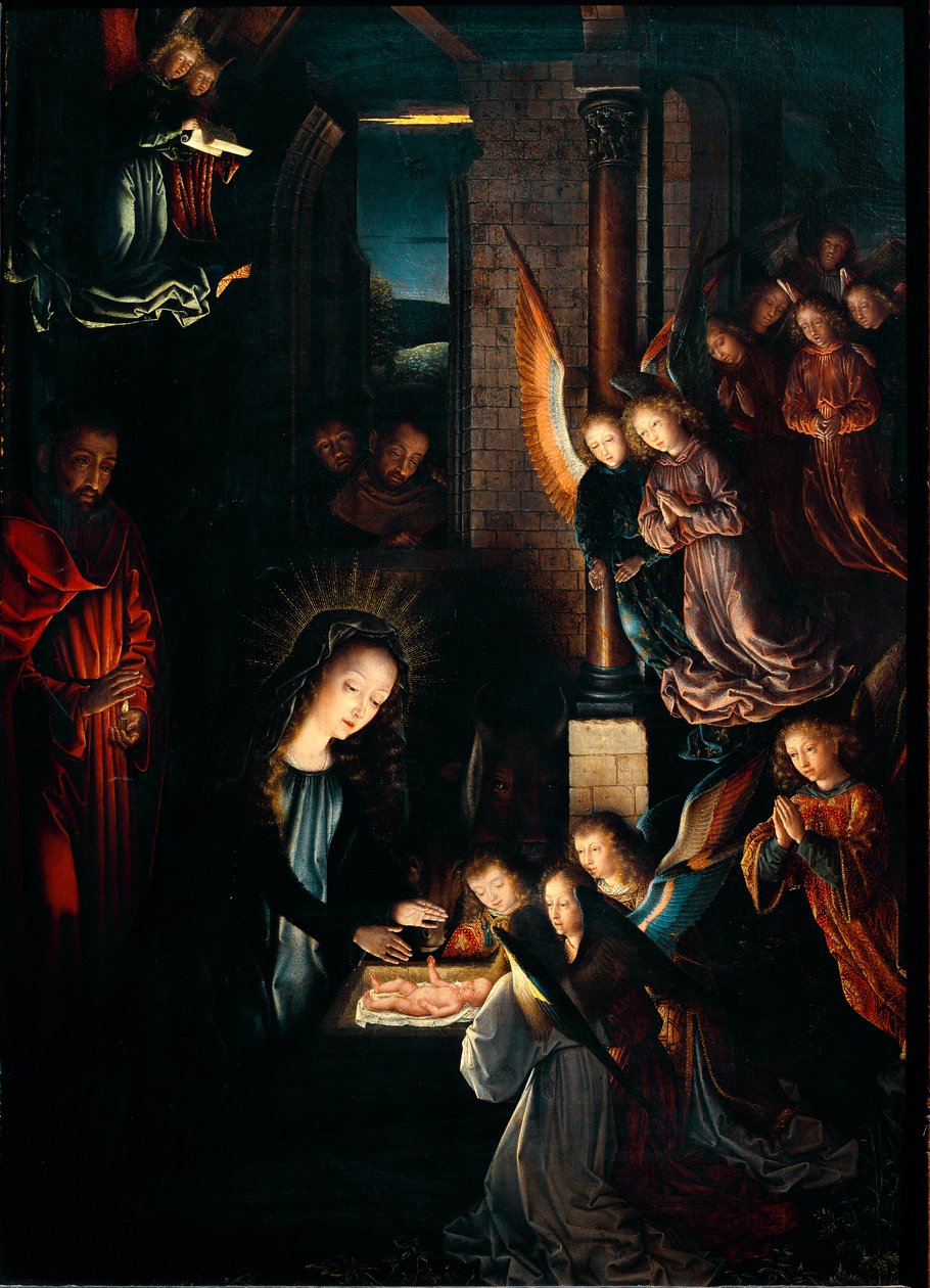 Nativite Painting od Gerarda Davida (1460-1523). 1495. Rozm. 57x41 cm Vídeň, Kunsthistorisches Museum od Gerard David