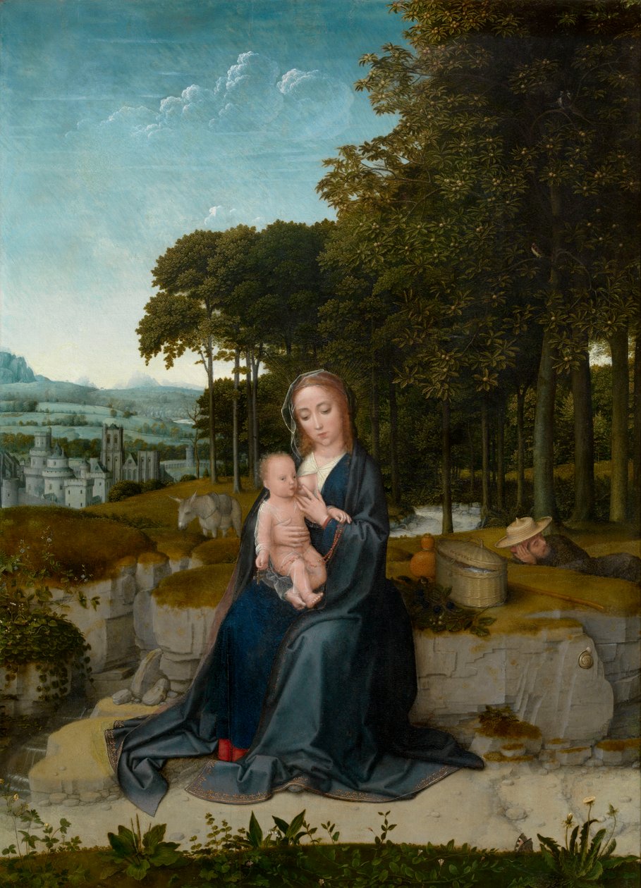 Zbytek na útěku do Egypta (olej na panelu) od Gerard David
