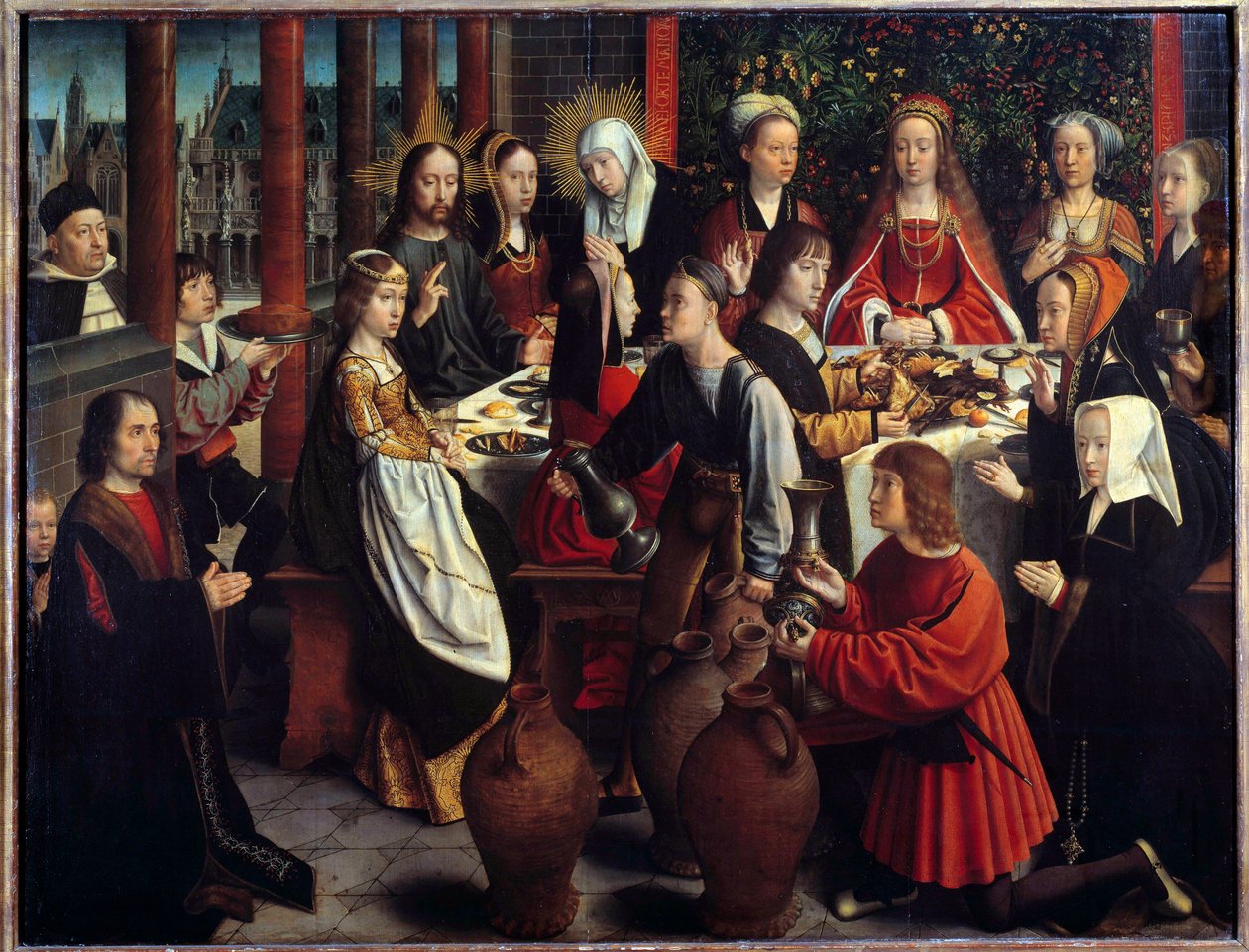 Svatba v Káně Zázrak vody se během svatební hostiny, na kterou jsou pozváni Ježíš a Marie, promění ve víno. Obraz Gerarda Davida (1460-1523) Ne. 1x1,28m od Gerard David