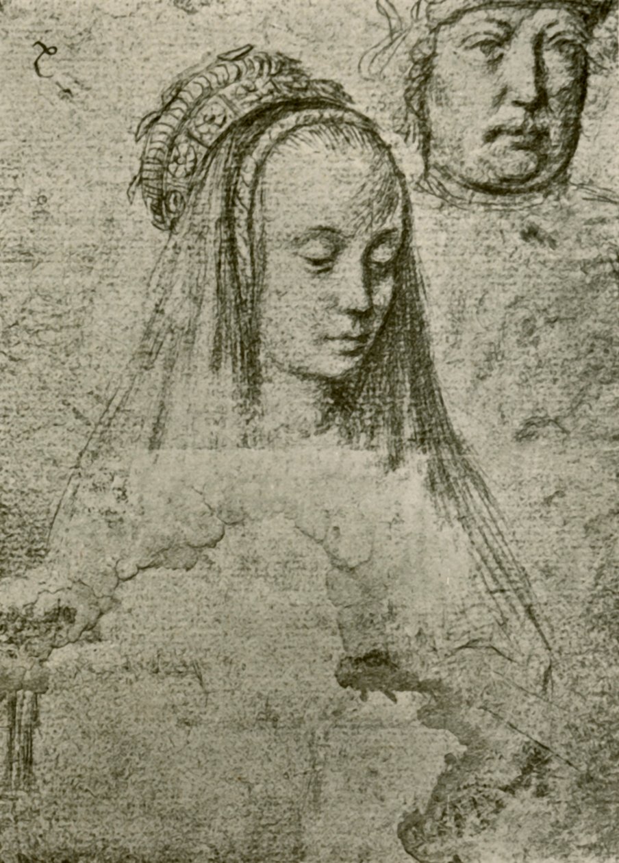 Mladá žena s čelenkou, 1497-1498, 1908. od Gerard David