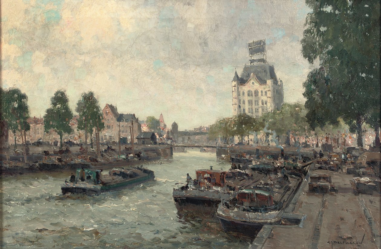 Pohled na Witte Huis, Rotterdam (olej na plátně) od Gerard Delfgaauw