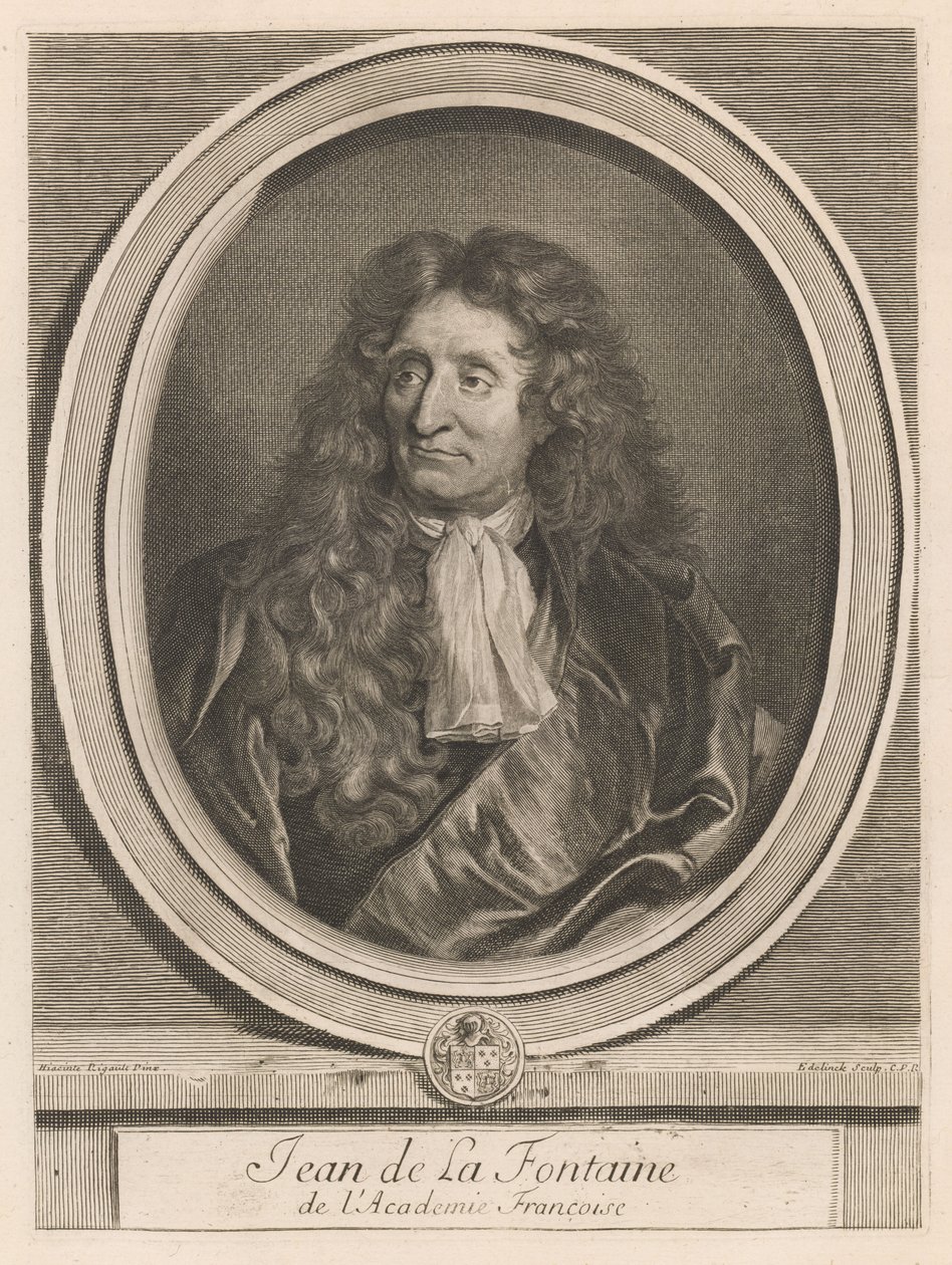 Jean de La Fontaine, z knihy Les hommes illustres..., sv. I, od Charlese Perraulta od Gérard Edelinck