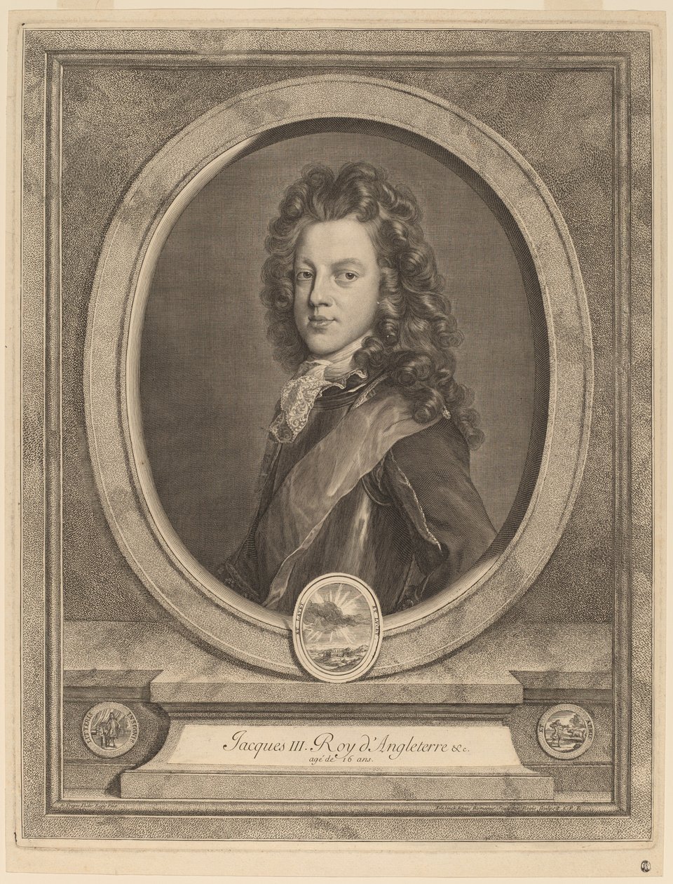 James III, princ z Walesu od Gerard Edelinck after François de Troy