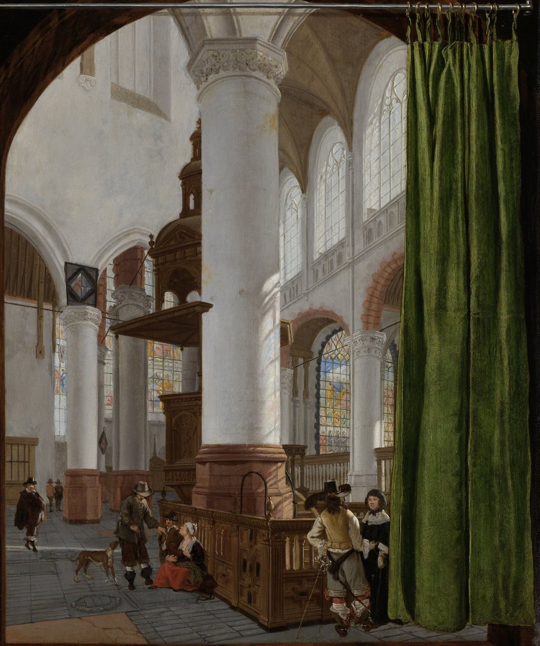 Interiér starého kostela v Delftu, 1654 od Gerard Houckgeest