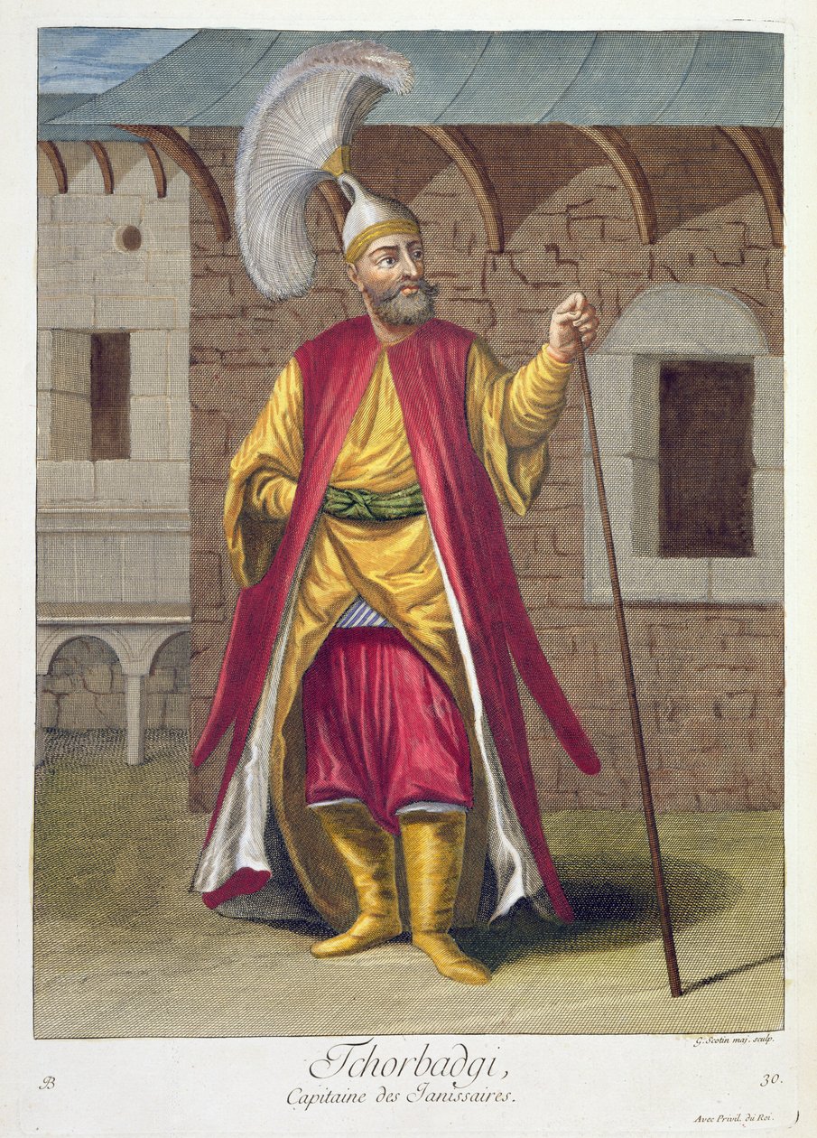 Tchorbadji, kapitán janičárů, 18. století od Gerard Jean Baptiste Scotin