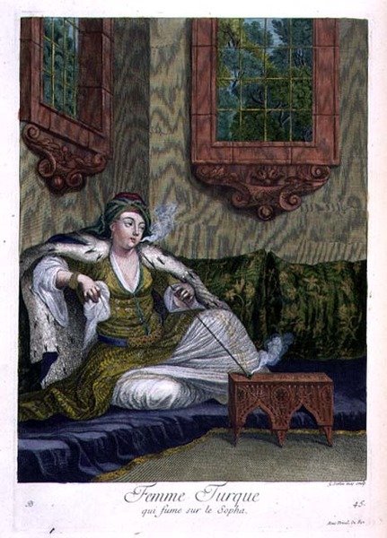 Turecká žena, kouření na pohovce od Gerard Jean Baptiste Scotin