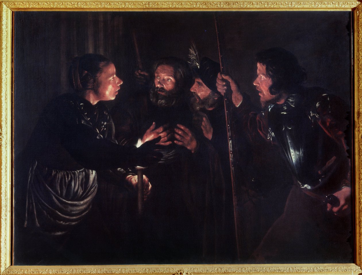 Zapření svatého Petra. Obraz Gerarda Segherse (1591-1651). Olej na plátně od Gerard Seghers