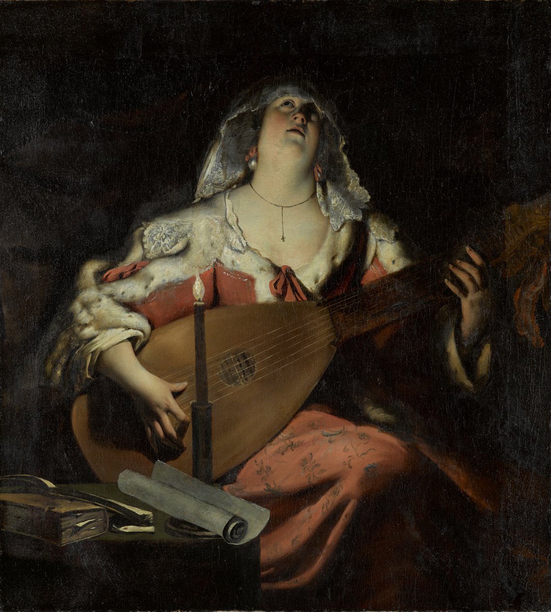 Lute Player, cca 1620 (olej na plátně) od Gerard Seghers