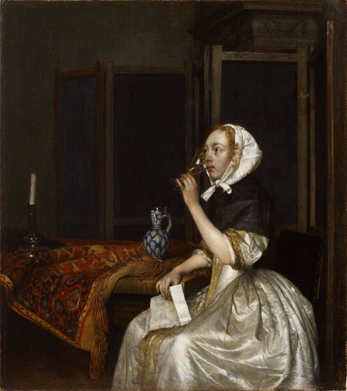 Lady Holding a Wine Glass, ca 1665. od Gerard Ter Borch the Younger