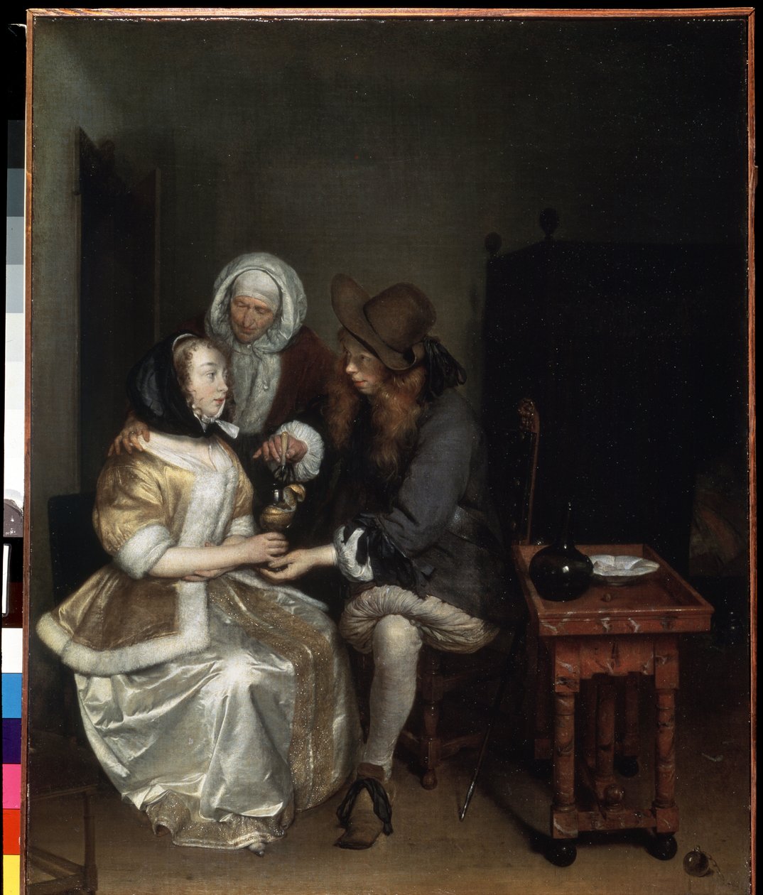 Sklenice limonády (Sklenice limonády). Obraz Gerarda Ter Borche mladšího (1617-1681). Olej na plátně, 67 x 54 cm, kolem roku 1660. Nizozemské umění, barokní umění. Muzeum Ermitáž, Petrohrad. od Gerard Terborch
